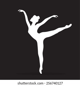 Dancer silhouette, ballerina. Vector illustration.