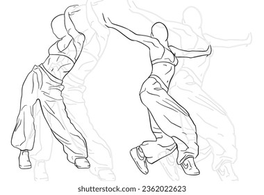 dancer silhouette graphic composition linear illustration dance street style model dancehall