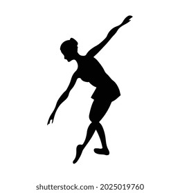 dancer silhouette isolated on white background. Young dancing woman.