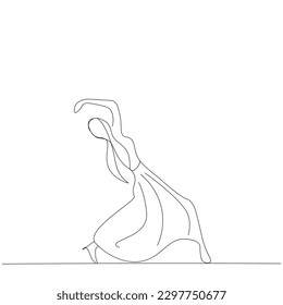 Dancer silhouette line drawing on white background, vector illustration
