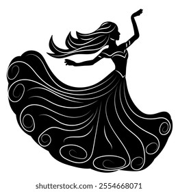 dancer silhouette on white background, vector