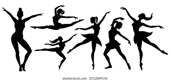 Dancer silhouette vector art illustrations on a white background