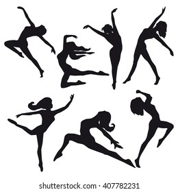 Dancer silhouette vector images collection.