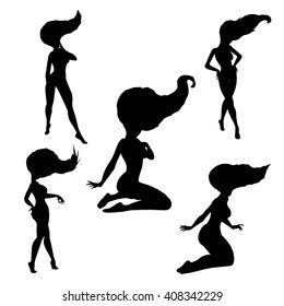 Dancer silhouette vector images collection.