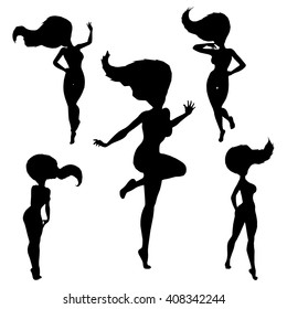 Dancer silhouette vector images collection.