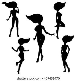 Dancer silhouette vector images collection.