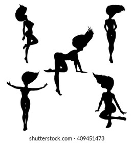 Dancer silhouette vector images collection.