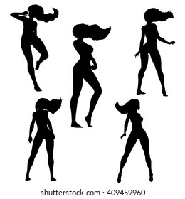 Dancer silhouette vector images collection.
