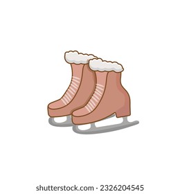 Dancer Skating Ice Shoes Vector Illustration, Sports Club Item Or Symbol With Clip Art. Healthy lifestyle Object. Shoes Ice Skating Dance. Supper Healthy Lifestyle Object. White Background.