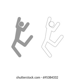 Dancer stick grey set icon .