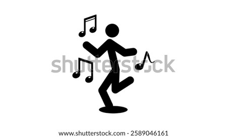 dancer symbol, black isolated silhouette