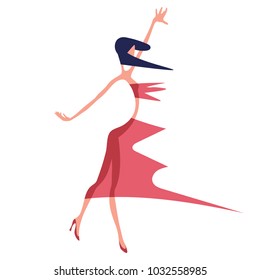 Dancer in transparent covers. Logo. Stylized female figure.