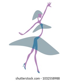 Dancer in transparent covers. Logo. Stylized female figure.