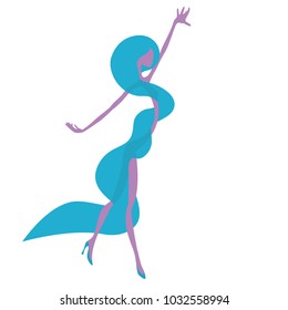 Dancer in transparent covers. Logo. Stylized female figure.