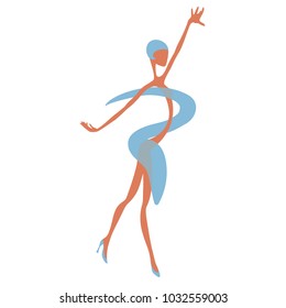 Dancer in transparent covers. Logo. Stylized female figure.
