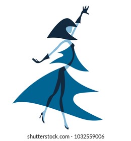 Dancer in transparent covers. Logo. Stylized female figure.