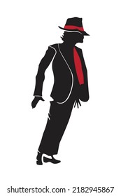 Dancer vector graphic in red black and white colors