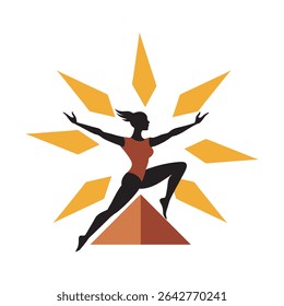 Dancer In Warrior Pose With Sunburst