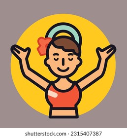 Dancer woman , Modern Line Icon, Vector Line Art, Cute Young Character Avatar, Icon Design, Dancer woman line icon, Symbol, logo illustration