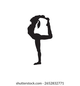  dancer yoga pose silhouette. Black vector of a yogi balancing in Natarajasana pose.