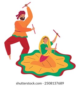 dancers in happy navratri traditional festival isolated