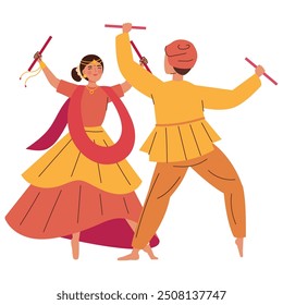dancers in hindu traditional costume isolated