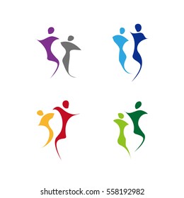 Dancers illustration. Dancing people logo set. Vector collection of abstract people in dancing poses.You can use in the dance, spa, yoga ,sport and other organization concept of pattern.