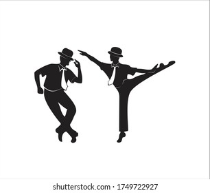 Dancers illustration. Vector collection of abstract people in dancing poses