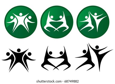 Dancers modern dance. Vector icon set.