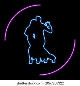 Dancers neon sign, modern glowing banner design, colorful modern design trend on black background. Vector illustration.