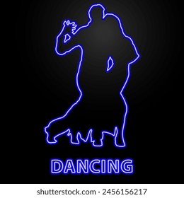 dancers neon sign, modern glowing banner design, colorful modern design trend on black background. Vector illustration.