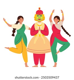dancers in onam south indian festival isolated