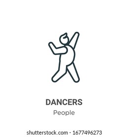 Dancers outline vector icon. Thin line black dancers icon, flat vector simple element illustration from editable people concept isolated stroke on white background