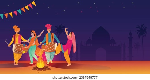 Dancers perform near a bonfire as they celebrate the Lohri festival