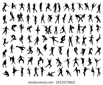 Dancers silhouette vector art white background