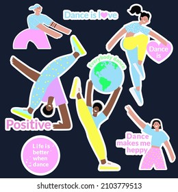 Dancers ' Stickers. Positive Men And Women Dance Fashion Dances. Hip-hop, Streetdance, Break, Vogue.