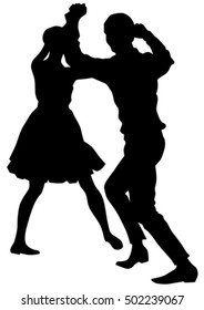 Dancers in theatrical costume on a white background