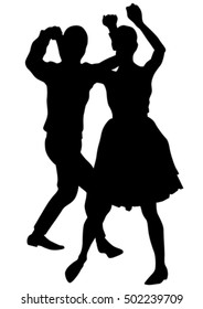 Dancers in theatrical costume on a white background