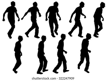 Dancers younge men on a white background