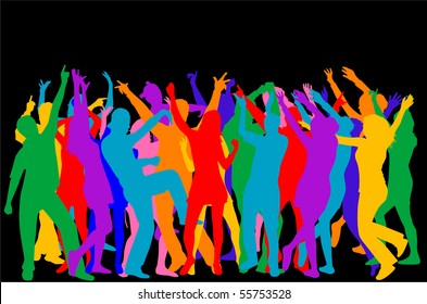 Dancers-colored silhouette vector