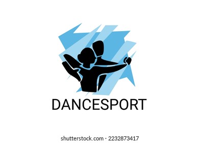 icono de la línea vectorial de dancesport. un par de bailarines bailan en el pictograma deportivo del salón, ilustración vectorial.