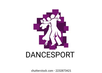 dancesport sport vector line icon. a couple of dancers are dancing in the ballroom sport pictogram, vector illustration.