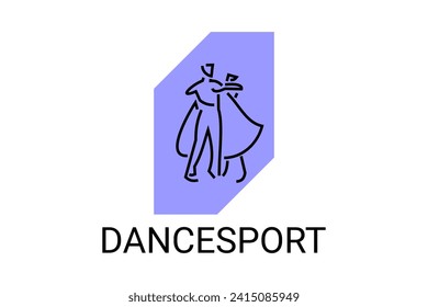 icono de la línea vectorial de dancesport. un par de bailarinas bailan en el pictograma deportivo del salón de baile, ilustración vectorial