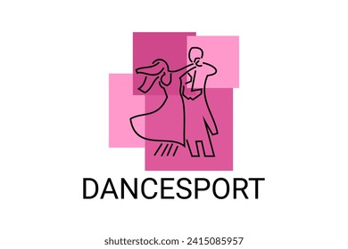 icono de la línea vectorial de dancesport. un par de bailarinas bailan en el pictograma deportivo del salón de baile, ilustración vectorial