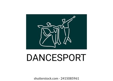 icono de la línea vectorial de dancesport. un par de bailarinas bailan en el pictograma deportivo del salón de baile, ilustración vectorial