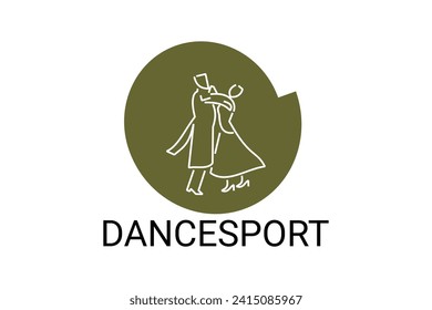 icono de la línea vectorial de dancesport. un par de bailarinas bailan en el pictograma deportivo del salón de baile, ilustración vectorial