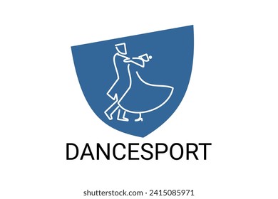 icono de la línea vectorial de dancesport. un par de bailarinas bailan en el pictograma deportivo del salón de baile, ilustración vectorial