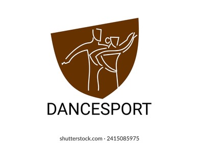 icono de la línea vectorial de dancesport. un par de bailarinas bailan en el pictograma deportivo del salón de baile, ilustración vectorial