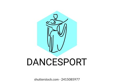 icono de la línea vectorial de dancesport. un par de bailarinas bailan en el pictograma deportivo del salón de baile, ilustración vectorial