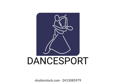 icono de la línea vectorial de dancesport. un par de bailarinas bailan en el pictograma deportivo del salón de baile, ilustración vectorial